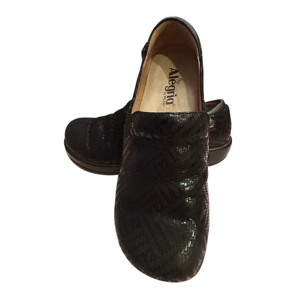 Alegria KEL-530 Leather Slip On Clog Womens Size 37 (EU) 6M (US) Black